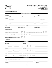 Crandell Brothers Trucking Employment Application